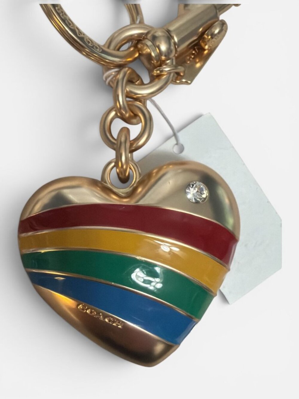 Coach Crossbody Pouch F73066 Rainbow LOGO Signature Canvas Heart Bag Charm PRIDE - Picture 4 of 12